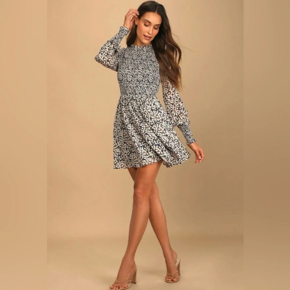LULUS Floral Forever Floral Print Smocked Skater Dress - Picture 6 of 8